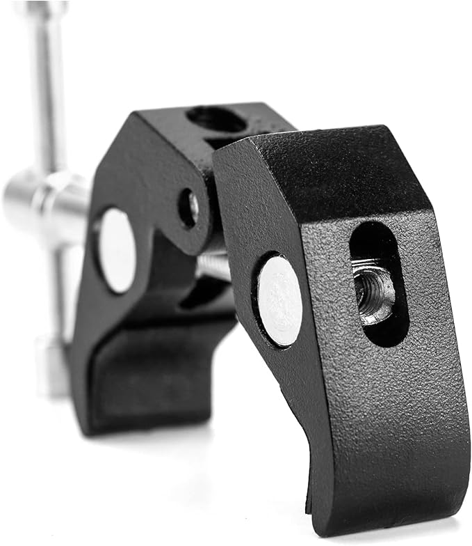 QWORK Super Clamp for Photography, 4 Pack, 1/4'' and 3/8'' Thread Clip for Camera Monitor, Light Stand, Rods, LED Lights