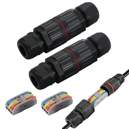 2Pcs-3pin IP68 outdoor waterproof junction box cable connector/quick terminal (waterproof up to 4 meters)