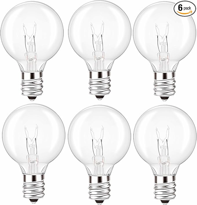 SCOMX Wax Warmer Bulbs, 25 Watt G50 Bulbs for Full-Size Scentsy Warmers, E12 Incandescent Candelabra Base Clear Light Bulbs for Candle Wax Warmer,Halloween Lights,Dimmable - Warm White (25W)