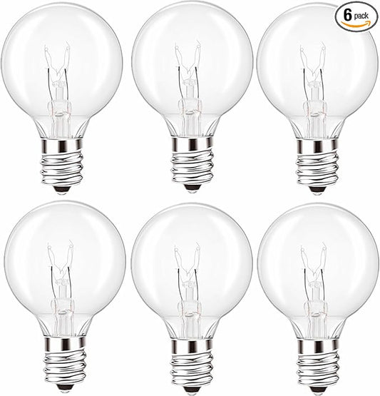 SCOMX Wax Warmer Bulbs, 40 Watt G50 Bulbs for Full-Size Scentsy Warmers, E12 Incandescent Candelabra Base Clear Light Bulbs for Candle Wax Warmer,Halloween Lights,Dimmable - Warm White (40W)