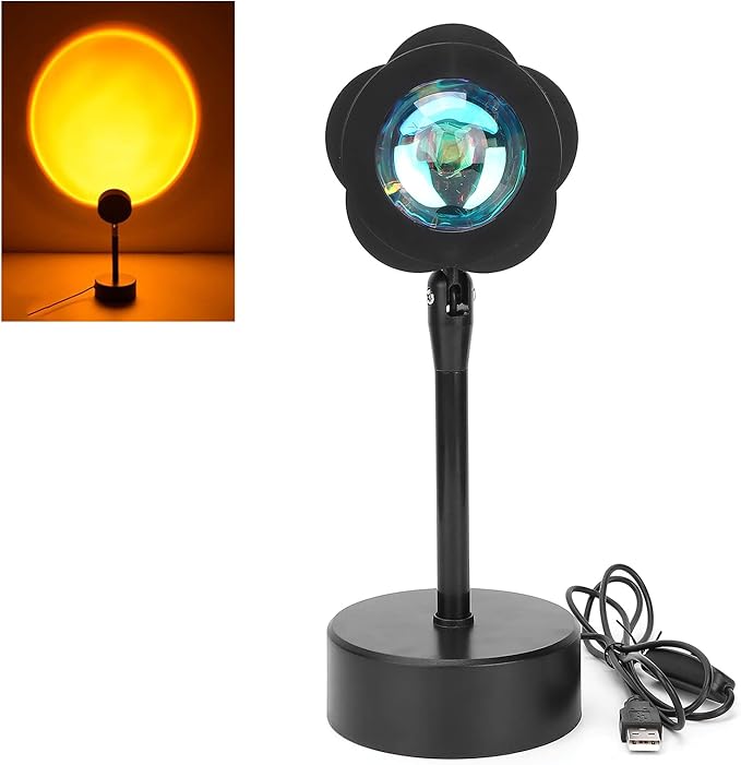 Sunset Projection Lamp, LED Atmosphere Light with 180 Degree Rotation, High Saturation Soft Beam Rainbow Halo Projector for Room Decor Photography Studio (Sunset Red)