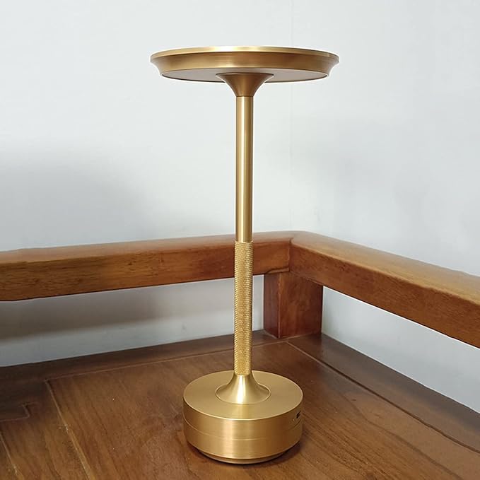 Vintage Aluminum Rechargeable Cordless LED Table Lamp with Dimmable Brightness and 3 Color Temperatures