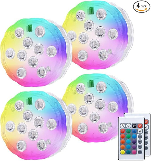 Waterproof Bathroom Shower Lights Wireless，RGB Color LED Nightlight Battery Operated,Cool Stuff for Bathroom Accessories Decor, Room Ambient Lighting（Battery Not Included）