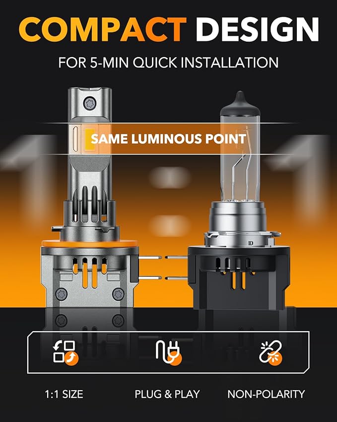 OXILAM H11B LED Bulb, 800% Brighter H11B Bulbs 6500K White, 1:1 Precision Beam, Plug & Play, 60,000H Lifespan