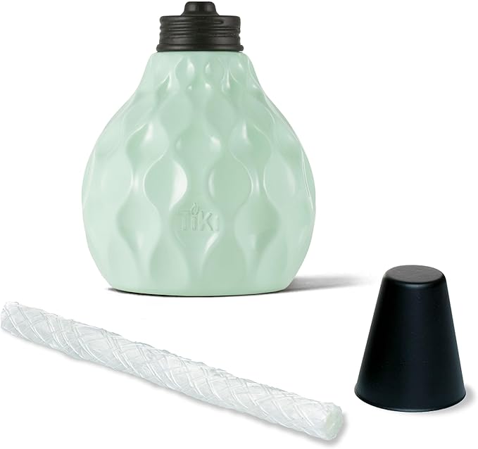 TIKI Seaside Escape 3-Pack Table Torches, 6" – Pastel Ivory, Pink & Blue Glass Outdoor Lighting | Weather-Resistant Design | Includes Long-Lasting Wick & Snuffer for Patio & Backyard