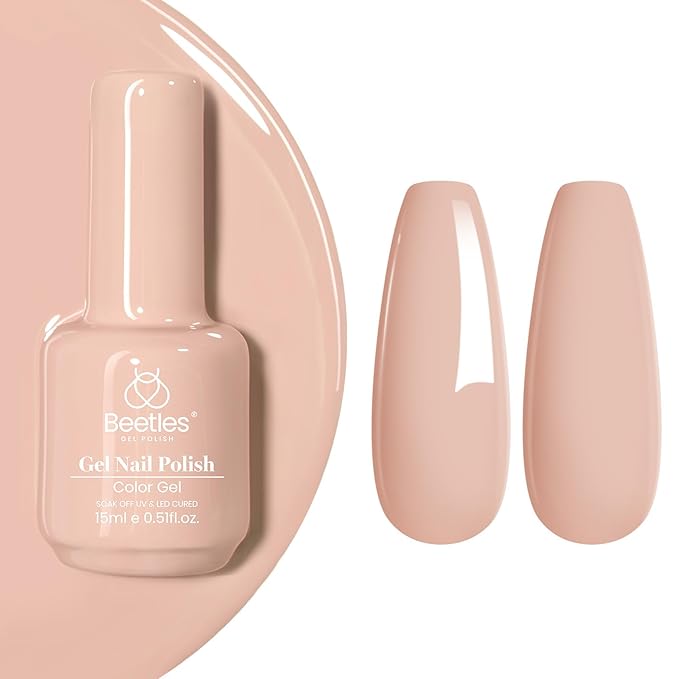 Beetles Neutral Gel Nail Polish, 15ml Skin Nude Color Soak Off Gel Polish, Nail Art U V Lamp Manicure Salon DIY at Home