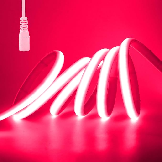 KISUFU 12V DC COB LED Strip, 320 LEDs/m Waterproof IP68 Flexible Neon Light Strip for Living Room, Bedroom, Kitchen, DIY Outdoor Party, Holiday Decoration. (Without Power Adapter)