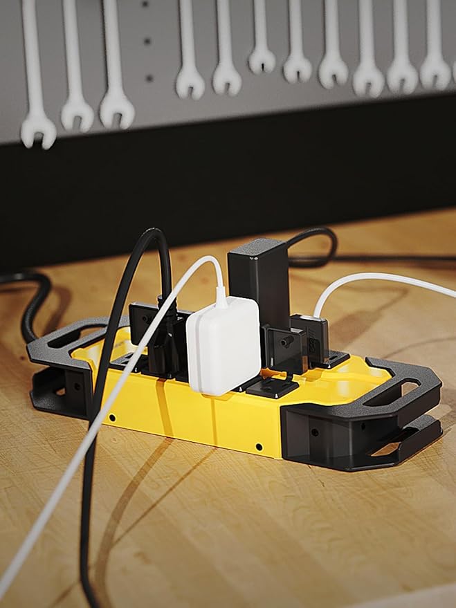 PLUGTUL Heavy Duty Surge Protector with USB Ports(PD 30W), 15A Metal Power Strip with Safety Cover, 10FT Extension Cord, 14/3 AWG, 2040Joules, Kitchen, Garage, Shop, Industrial Wall Mount, ETL Listed