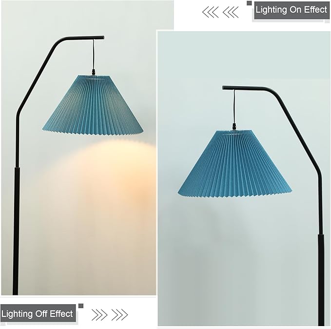 Pleated Blue Lamp Shade for Arc/Arched Table Lamp/Floor Lamps Replacement spider lampshade 5.9"Top X 16.5"Bottom X 11"High
