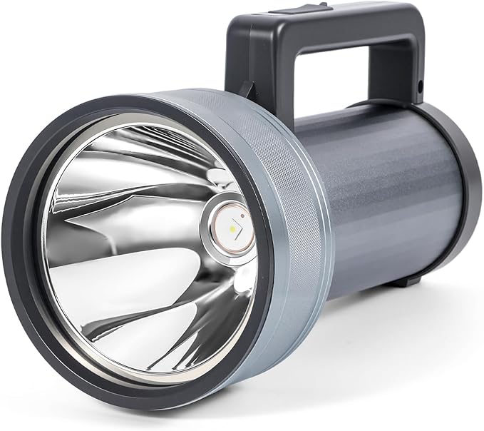 Rechargeable LED Flashlight with Power Display, 4 Light Modes, High Lumens Handheld Torch, Dual Switch, Waterproof Portable Flashlight for Camping, Hiking, Indoor and Outdoor Use (LK6018-White light)