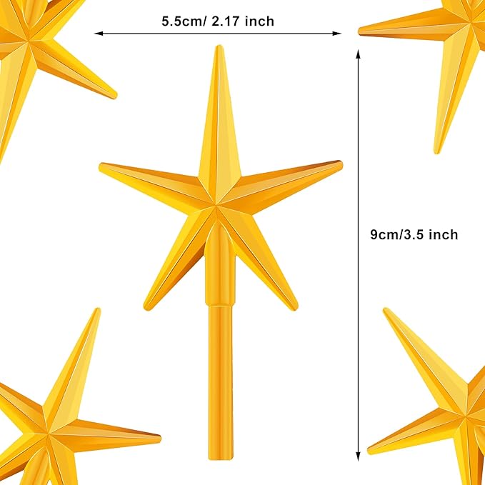 WILLBOND 6 Pieces Ceramic Christmas Tree Star Replacement Light Ceramic Tree Star Ornament Christmas Replacement Light Bulbs Accessories(Yellow)