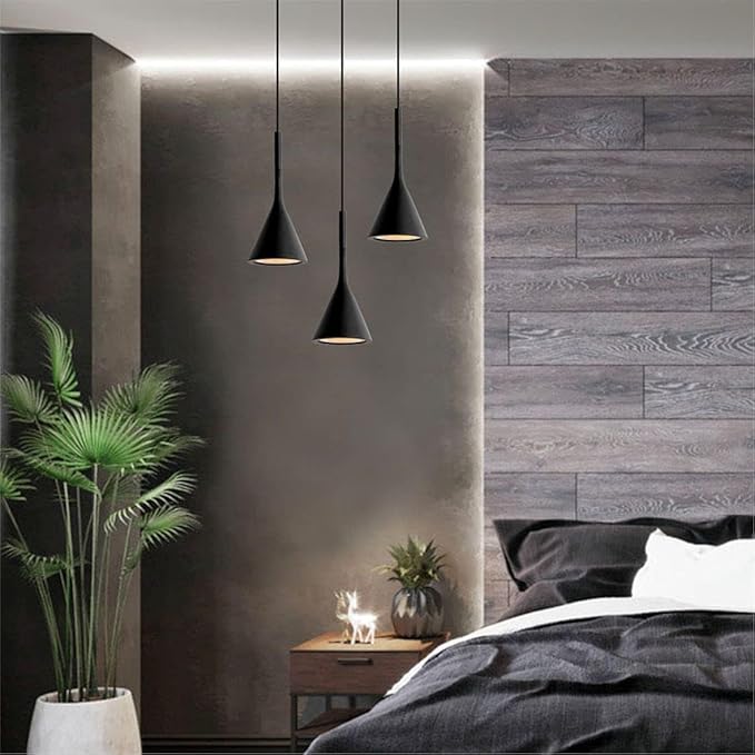 KCO Lighting Industrial Adjustable Pendant Light Black Vintage 3 Light Hanging Modern Farmhouse Mini Ceiling Pendant Light for Kitchen Island Restaurant Bar (Black & 3-Pack)