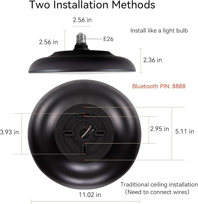 Black Waterproof LED Flush Mount Ceiling Light Fixture,with Bluetooth Speaker,11 Inch,18 watt,Dimmable Music Lamp,RGB Color Changing Light with Remote Control,for Bathroom,Shower,Bedroom