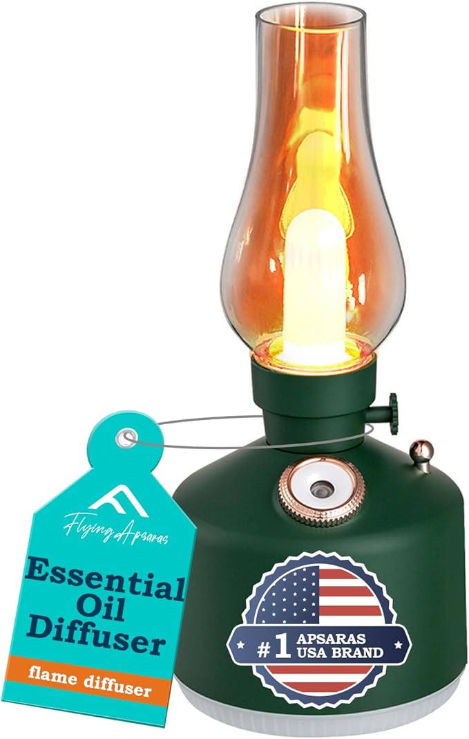 APSARAS USA Essential Oil Diffuser,Vintage Lamp Humidifier,1200mAh Adjustable Brightness Night Light Air Aroma Diffuser Humidifier,Timer & Auto Shut-Off，Gift for Lover,Home,Office,Yoga,Gym280ml