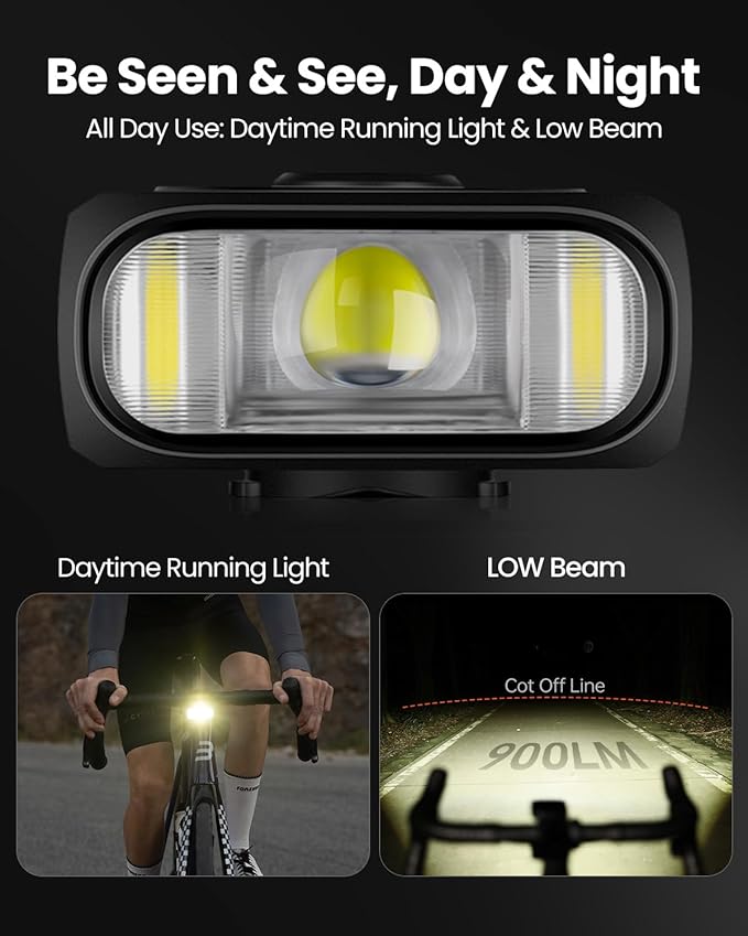 Magicshine Hori 900 Compatible with Garmin/Wahoo Bike Computer Dual Mounted Bike Light 900 Lumens Super Bright Independent DRL Fast USB-C Charging IPX6 Waterproof Rating Bicycle Headlight