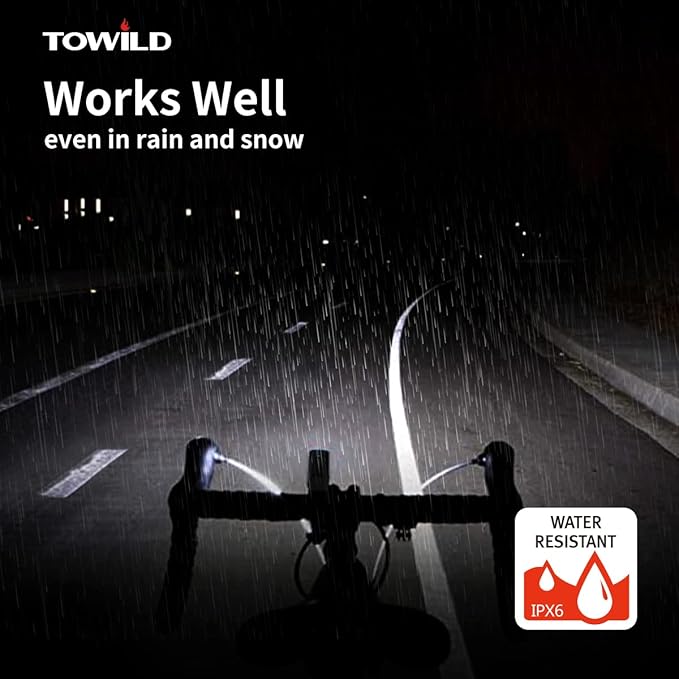 TOWILD CL1200 Bike Lights for Night Riding,Compatible with Garmin/GoPro Mount,1200 Lumen Bright Bike Headlight,Rechargeable Battery,Waterproof Bike Front Light for Commuter Cyclists