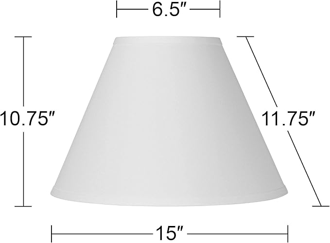 Bright Antique White Linen Large Lamp Shade 6.5" Top x 15" Bottom x 10.75" High x 11.75" Slant (Spider) Replacement with Harp and Finial - Springcrest