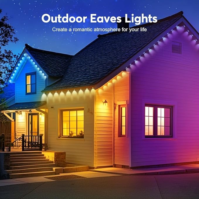 Permanent Outdoor Lights, 150ft Smart RGB+IC LED Lights Outside with 16 Million DIY Colors, IP67 Waterproof Eternity Eaves Lighting for Christmas Halloween Holiday Daily Decorations