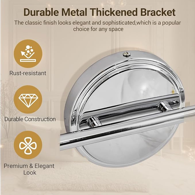 ANDY STAR 4-Light Bathroom Vanity Light, Chrome Wall Sconce, Anti-Rust Metal Bathroom Light with Hight-Quality Clear Glass, Bath Wall Lamp for Mirror, Kitchen, Living Room, Bedroom, Hallway, 30.5"