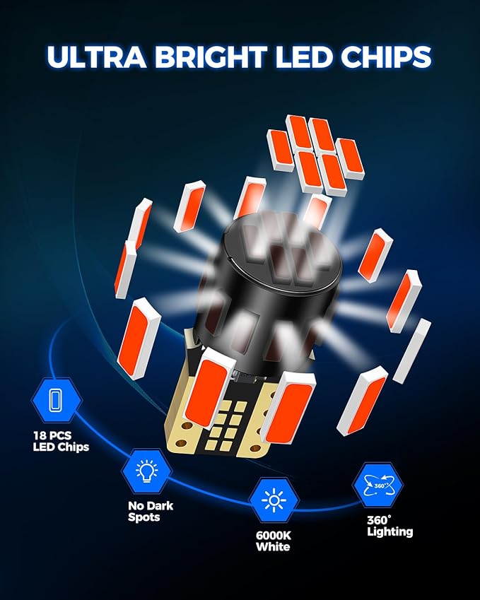 Marsauto 194 LED Bulb Red for Dome Map Light, 168 2825 W5W T10 Wedge Replacement Super Bright LED Light Bulbs for Car Courtesy Step Dash Side Marker Trunk Light (Pack of 10)