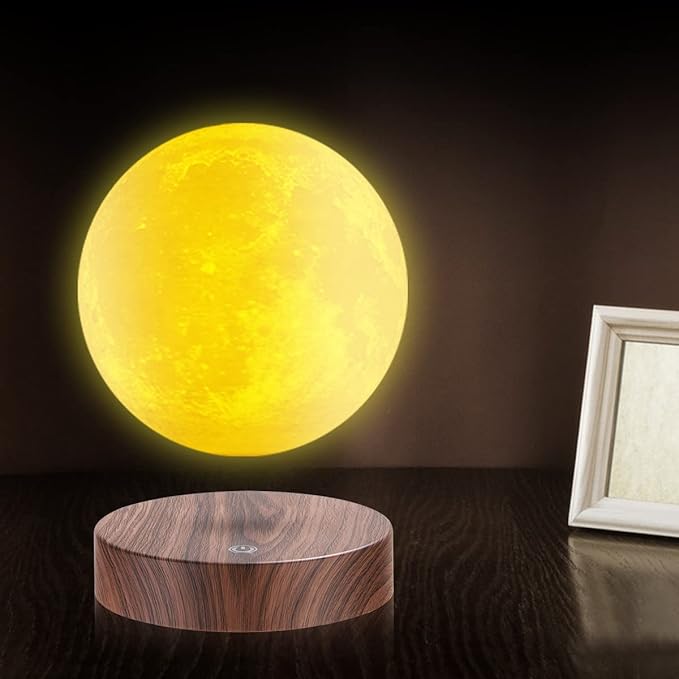 Floating Moon Lamp, Magnetic Levitation Spinning 3D Printing Moon Light Levitating Lamps Globe with 3 Colors Modes LED Moon Night Lights, Room Decor, Creative Gift for Kids Friends