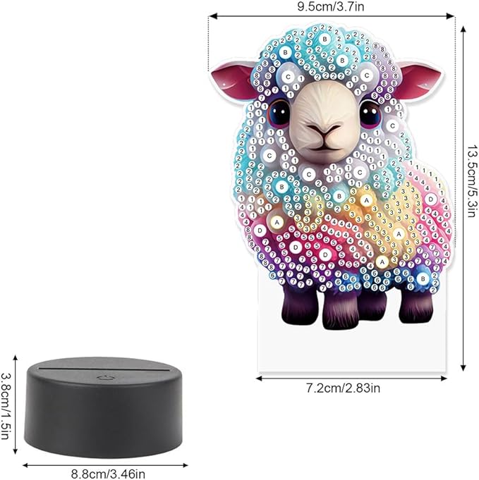Sheep Diamond Art Painting Night Light,Diamond Art Painting Kits Desktop Touch Lamp Ornaments for Tabletop Decor Diamond Art Accessories for Adult Beginner Bedrooms Living Room