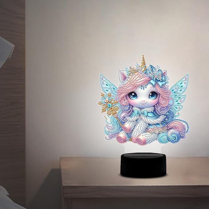 Cute Unicorn Diamond Art Painting Night Light,Diamond Art Painting Kits Desktop Touch Lamp Ornaments for Tabletop Decor Diamond Art Accessories for Adult Beginner Bedrooms Living Room