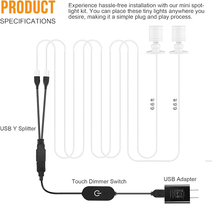Taysing LED Spotlight USB Lights 2W Picture Uplighting Indoor Stick Spot Lights for Wall Art Display Dartboard Painting Artwork Accent Lighting(Cold White, 2 Pack)