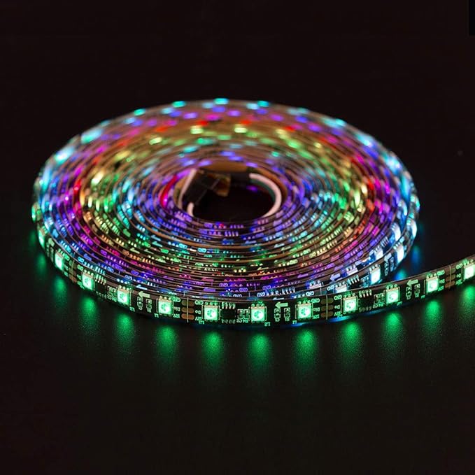 BTF-LIGHTING WS2811 IC=RGB+IC Addressable Dream Color LED Strip 16.4FT 60LEDs/m 20Pixels/m IP65 Splash Proof Black PCB Flexible DC12V Chasing Effect for Home Indoor Decor(No Adapter or Controller)