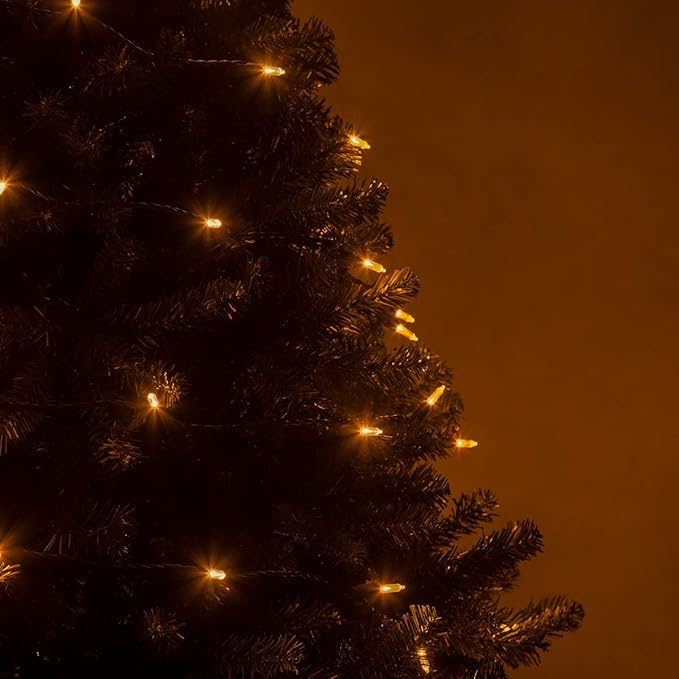 T5 LED Gold Christmas Lights, 50 Count 25.5 ft Indoor/Outdoor Commercial Grade Mini String on Green Wire, Holiday and Tree Lighting
