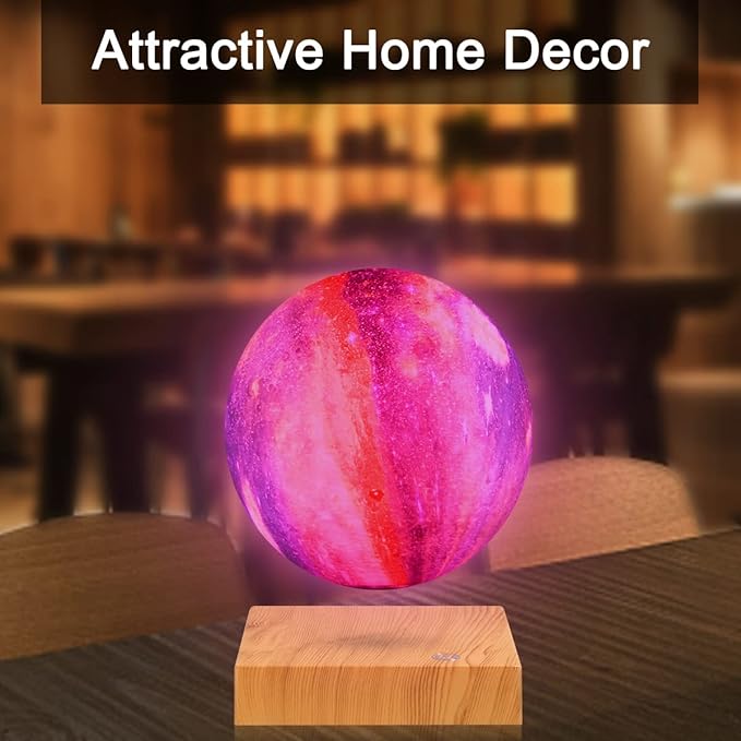 VGAzer Levitating Moon Lamp,16 Colors Galaxy Moon Lamp 5.9 Inch 3D Moon LED Light with Remote Control for Home Office Decor,Unique Gifts for Teen Girls/Boy/Kid/Adults (Square Base)