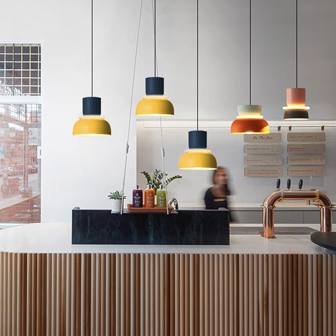Modern Industrial Pendant Light Macaron Color Barn Style Mid century Hanging Light Fixture with Aluminum Shade Chandelier Nordic Colorful Ceiling Pendant Lights for Dining Room Kitchen