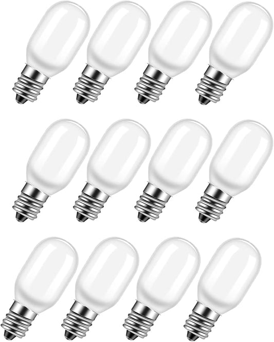 12PCS Christmas Village Replacement Light Bulbs-T20 Replacement Led Light Bulb,E12 Candelabra Base 0.7W 120V LED for Village Houses,Christmas Tree,Dept 56,Halloween Pumpkin Decor Accessories