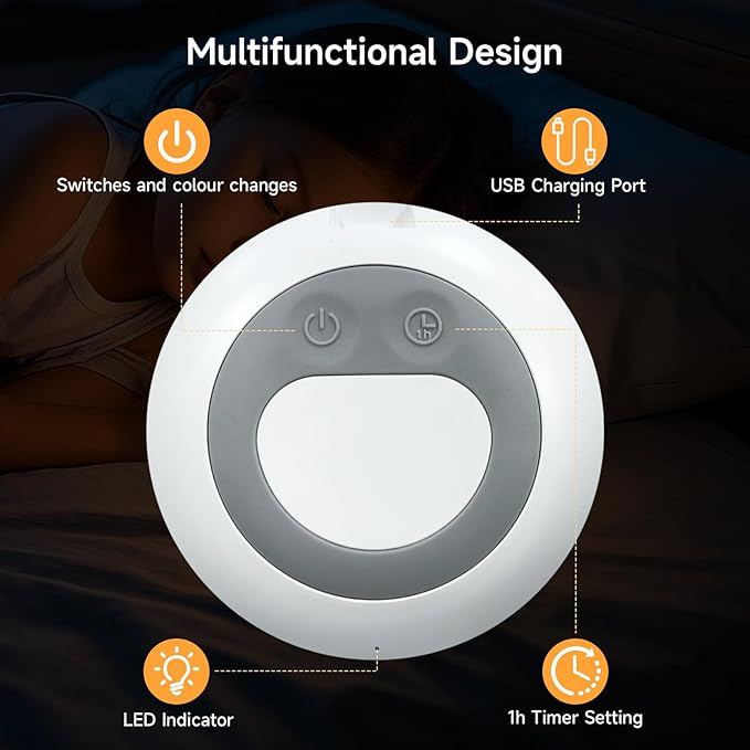 Baby Night Light, Nursery Night Lamp with 8 RGB Colors Changing, Soft BPA Free Silicone Touch Night Light for Kids Room Breastfeeding, 1h Timer, Rechargeable & Stepless Dimming