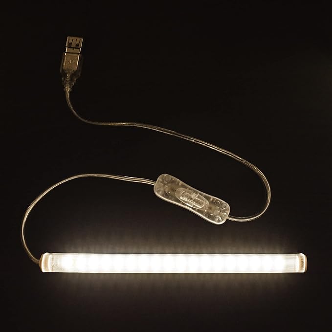 TrueColor 8” Semi-Frosted USB-Powered LED Light Bar Kit with 48" USB Extension Cable - Easy-Install LED Bar Light & Extender Cord Bundle - Adhesive & Light Bar Mounting Brackets Included (Soft White)