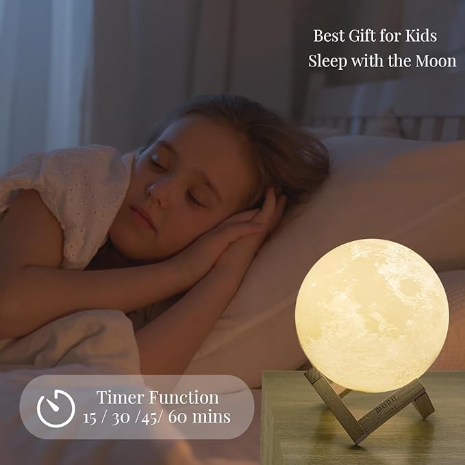 4.7 Inch Moon Lamp for Adults - 16 Color LED Light Up Moon Ball, Realistic 3D Night Light with Remote & Timer - Unique Thanksgiving & Christmas Gifts