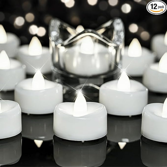 LED Candles, Tea Lights Candle Battery Operated, 24-Pack 200+Hours Flameless Tealight Candle, Realistic Tea Lights for Halloween Christmas Wedding, Pure White Light