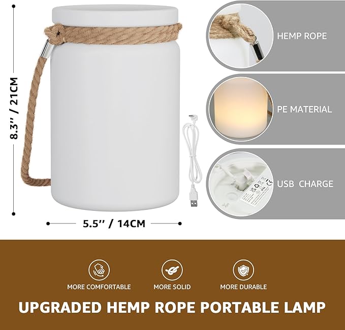 uuffoo LED Lantern Cordless Table Lamp IP44 Shower Safe with Remote, 8-10H Battery Life RGB Warm White Dimmable for Indoor Outdoor Patio Camping Home