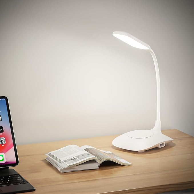 LED Desk Lamp with Touch Control Dimmable, Office Desk Light Office Lamp with Adjustable Gooseneck Table Lamp, Flexible Goose Neck Study Lamps, Reading Lamp Table Lamp for Bedroom Bedside