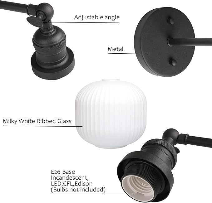 Pathson Modern Wall Sconce Lamp Milk White Round Glass, Hardwired Frosted Vintage Wall Vanity Light Fixture for Farmhouse Living Room Bedroom Bathroom Loft