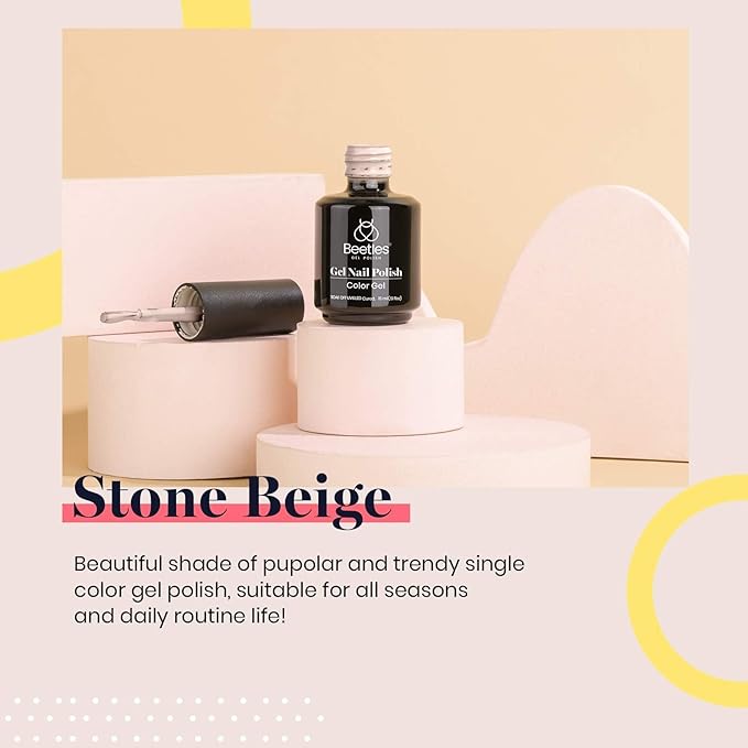Beetles Grey Gel Nail Polish, 15ml Stone Beige Brown Cream Gel Polish, Soak Off Uv LED Lamp Cured Easter Nails Art Manicure Salon DIY Gift for Women