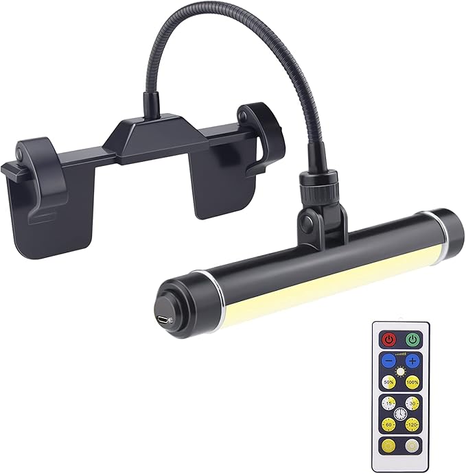 HONWELL Painting Lights Cordless, Dartboard Light with Remote, Rechargeable Picture Light, Picture Frame Lights with 3 Modes 28 LEDs Rotate Head, 360° Flexible Neck,Clip on Display Light for Art-Black