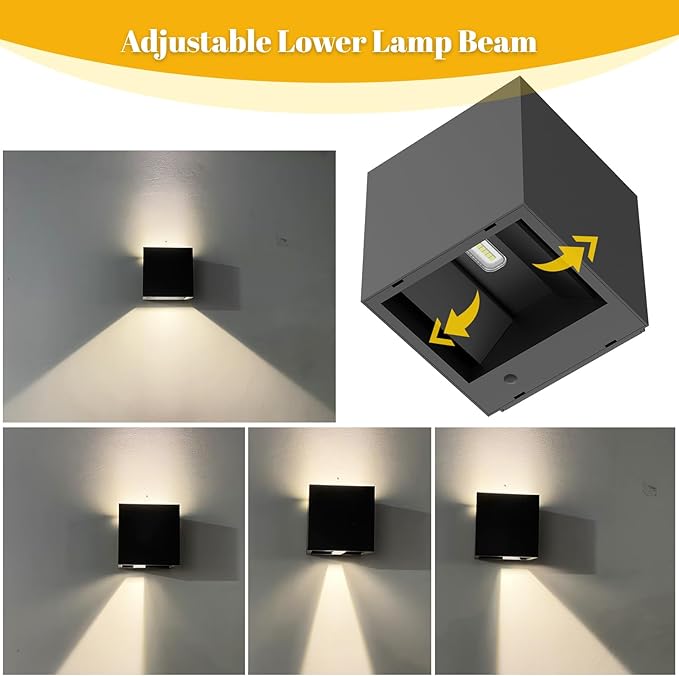 Solar Lights, 2pcs Up and Down Solar Wall Lights Outdoor Waterproof, 4000K 700LM Cube Design Dusk to Dawn Solars Outdoor Light for Outside Porch Pergola Patio Yard Decor