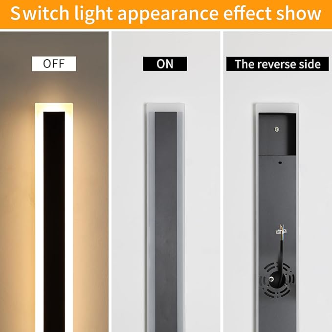 Mikeru Upgraded Widened 2pack 31.4inch Outdoor Wall Light Fixtures, 10%-100% Dimmable Wall Lights Exterior Front Porch Light 3000-6000k Outdoor Light Fixtures Wall Mount for Basement, Garage