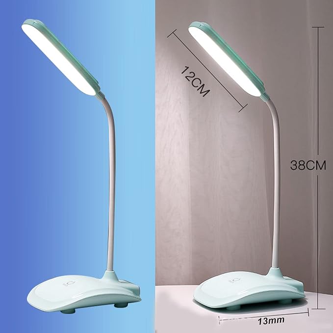 LED Desk Lamp, Touch Control Three Level Color Temperature USB Charging Table Study Lamp Portable Reading Light for Home Bedroom Dorm Study Office(Cyan)