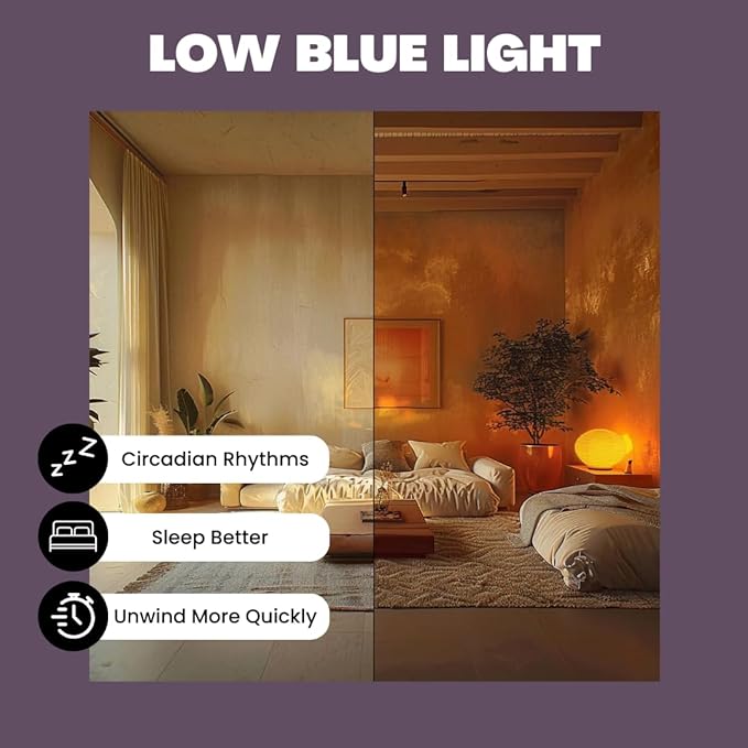 Norb Everyday Sleep Light Bulb - No Blue, Amber LED, 2000K Nighttime Lighting for Bedroom, Dimmable A19 Bulb Promotes Natural Melatonin & Circadian Rhythm for Babies, Kids, Adults, 6W (2-Pack)