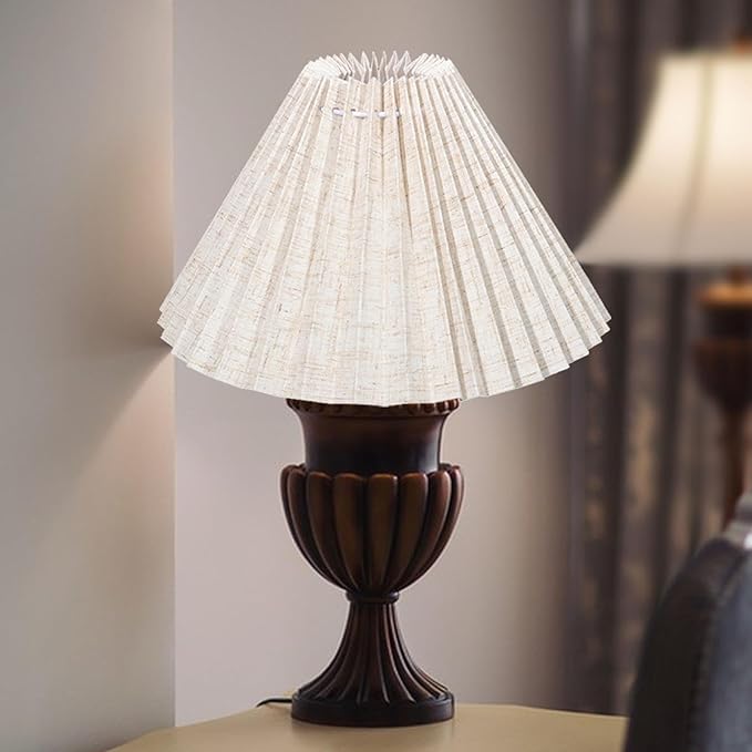 Generic Pleated Lampshade Desk Lamp Cover Modern Minimalist Easy Assembly Floor Light Cover Table Lamp Shade for Bedside Home Office, 54 Pleats