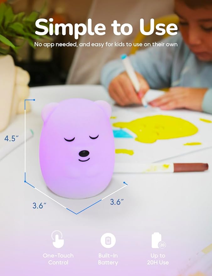 Breathing Pal 'Ted'- Mindfulness Breathing Light, Guided Visual Meditation Breathing Light, Anxiety Relief Items for Calm Down Corner/Meditation/Sleep for Adult&Kid