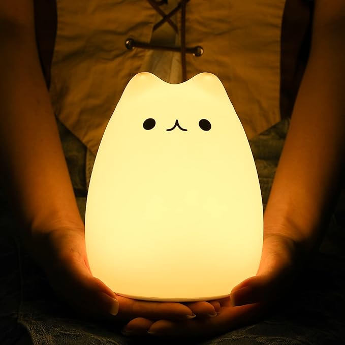 ZKLiLi Night Light for Kids Lamp, 16 Colors Lamp Cute, Dimmable Baby Night Lights for Nursery,Silicone Rechargeable Nightlight for Kids Room, Kawaii Room Decor (renqicat-Remote)