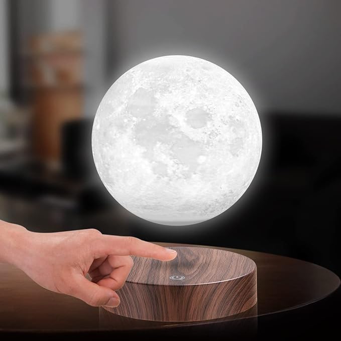 Floating Moon Lamp, Magnetic Levitation Spinning 3D Printing Moon Light Levitating Lamps Globe with 3 Colors Modes LED Moon Night Lights, Room Decor, Creative Gift for Kids Friends